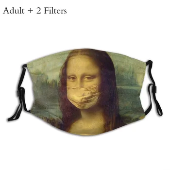 Mona Lisa Mascarilla Facial Masque Med Ansigt Beskytte Pandemi Sjove Illustrationer Fation Munden Maske Med Filtre