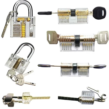 7PCS/Gennemsigtig MASSE Låse Kombination Praksis Låsesmed Uddannelse Værktøjer Synlige Lock Pick Sæt