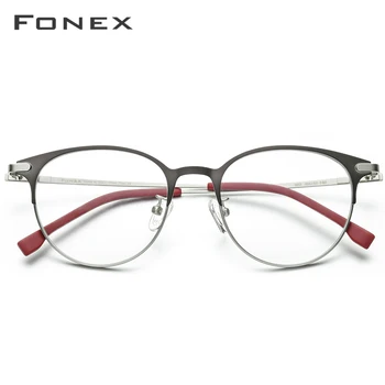 FONEX Legering Briller Ramme Mænd Ultralet Kvinder Vintage Runde Recept Briller Retro Optisk Ramme Skrueløs Brillerne 988