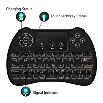 3 Farver Baggrundsbelyst I8 Mini Trådløse Tastatur-2.4 ghz-engelsk russisk 3 Farve Air Mouse With Touchpad Fjernbetjeningen Android TV Box