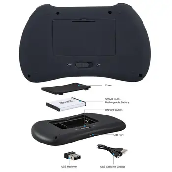 3 Farver Baggrundsbelyst I8 Mini Trådløse Tastatur-2.4 ghz-engelsk russisk 3 Farve Air Mouse With Touchpad Fjernbetjeningen Android TV Box