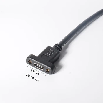 USB Type C forlængerkabel 2feet, Dobbelt Skrue for Låse USB-C Mandlige og Kvindelige Extender Data og Opladning Kabel med Dobbelt Låse Skrue