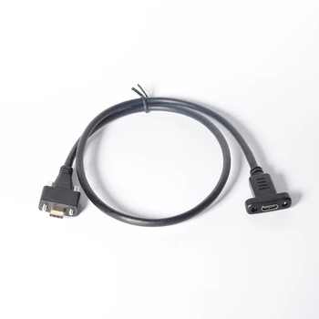 USB Type C forlængerkabel 2feet, Dobbelt Skrue for Låse USB-C Mandlige og Kvindelige Extender Data og Opladning Kabel med Dobbelt Låse Skrue