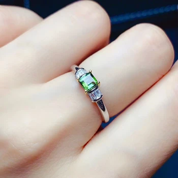 CoLife Smykker Naturlige Pink Grøn Turmalin, Ring for et Engagement 4mm Turmalin Sølv Ring 925 Sølv Gemstone Smykker