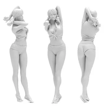 1/24 moderne kvinde stå med langt hår Harpiks figur Model kits Miniature gk Unassembly Umalet