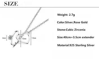 Romantisk Kærlighed CZ Zircon 925 Sterling Sølv Damer Halskæde Engros Smykker Til Kvinder, No Fade Kort Kæde Gave