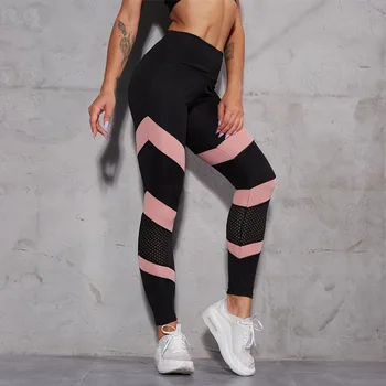 SALSPOR Pink Yoga Bukser Kvinder, Høj Talje Mesh Patchwork Sports Stretch Leggings Fitness Tights Kvinde Trænings-og Legging løbebukser