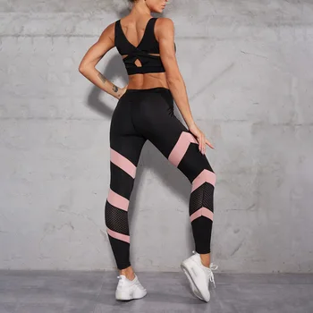 SALSPOR Pink Yoga Bukser Kvinder, Høj Talje Mesh Patchwork Sports Stretch Leggings Fitness Tights Kvinde Trænings-og Legging løbebukser