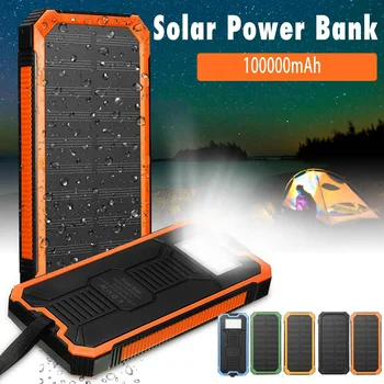 LEORY 300000mAh Vandtæt Bærbare Solar Panel Batteri-Power Bank Oplader Dobbelt USB-Sort orange grøn gul