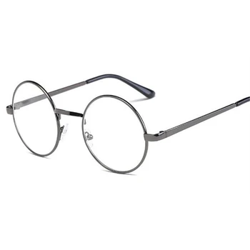 JAXIN Simple mode runde briller kvinder metal ramme smukke gennemsigtige briller mænd retro personlighed fladskærms spejl UV400