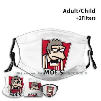 Moe ' s Print Pm2.5 Filter Genanvendelige Munden Ansigtsmaske Til Børn, Voksne Kfc Chiken Elsker Moes