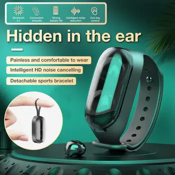 Rondaful 2-i-1 Smart Armbånd Trådløse Bluetooth Headset Combo Musik Armbånd Øretelefon Sport Smart Armbånd Bluetooth-Headset