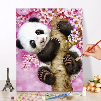 DIY Olie Maleri Af Numre Panda Dyr Kits Lærred Billeder håndmalet Gave Home Decor Billede Farvelægning Af Nummer