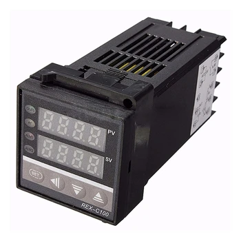 SHGO HOT-Digital 220V PID-REX-C100 Temperatur Controller + max.40A SSR + K Termoelement, PID Controller Sæt + kølepladen