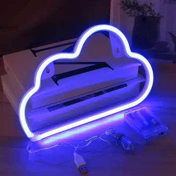 LED Neon Tegn Lyn Formet USB Batteri Drives Nat Lys Dekorativ bordlampe Til Home Party Stue Xmas Gave