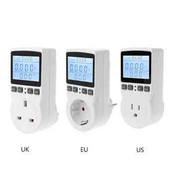 Digital Power Meter Socket EU/US/UK Stik energimåler Aktuel Spænding Watt El-Omkostninger Måle skærmens Strømforbrug Analyzer