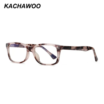 Kachawoo blå lys blokering brille recept mand rektangel tablet-computer glas tr90 til damer leopard mønster nitte