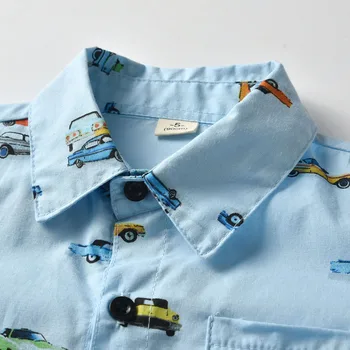 Sommeren Printet Skjorte Drenge Shirts Tegnefilm Bil Bluse Stranden kortærmet Baby Afslappet Drenge Skjorte Turn-down Krave For Børn Top