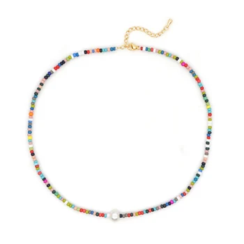 Go2Boho Boho Smykker 2020 Halskæder Til Kvinder Regnbue Halskæde Ferskvandsperle Choker Naturlige Perles Farverige Perler Æstetiske