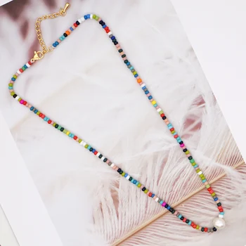 Go2Boho Boho Smykker 2020 Halskæder Til Kvinder Regnbue Halskæde Ferskvandsperle Choker Naturlige Perles Farverige Perler Æstetiske