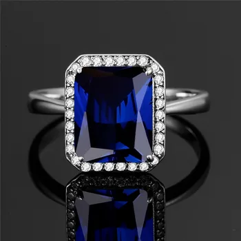 925 Sterling Sølv Ring 925 Safir Viktoriansk Stil Diamond Side Stones Klassiske Fine Smykker Til Kvinder 2020 Hot Salg