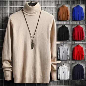 Ren Farve, 8 Farver, Høj Hals Sweater med Lange Ærmer Pullover Mænds Sweater Tynd Sektion Smuk Charmerende Temperament Duft