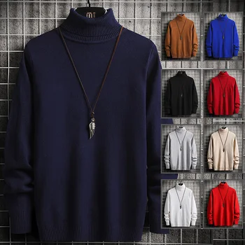 Ren Farve, 8 Farver, Høj Hals Sweater med Lange Ærmer Pullover Mænds Sweater Tynd Sektion Smuk Charmerende Temperament Duft