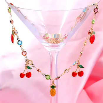 Flatfoosie Mode Multifarvet Krystal Perle Halskæde til Kvinder Sød Frugt, Kirsebær, Vandmelon Halskæde koreanske Smykker Gave