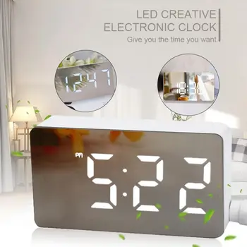 2020 Mini LED Spejl Digitale Tabel Uret viser Dato Temperatur for Hjem Soveværelse Desktop Elektronisk Vækkeur Fire Farver
