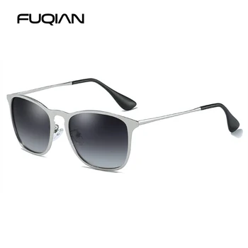 FUQIAN 2020 Metal Polariserede Solbriller Mænd Klassiske Firkantede solbriller Kvinder Stilfuld Sort Kørsel Unisex Briller UV400