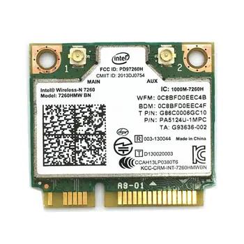 Trådløst adapterkort til Intel 7260 7260HMW BN 802.11 bgn 300Mbps Bluetooth 4.0 Mini-PCI-E Wifi-Kort til dell asus acer