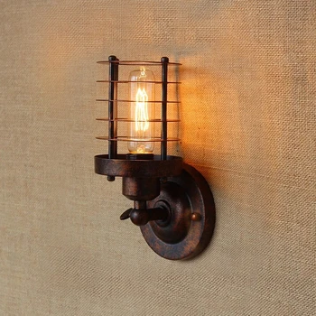 Vintage Industrielle væglampe,Rust væglampe,светильник бра,Loft, væg sconce Lys Armatur,180°Justering,lampeskærm Op og ned