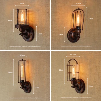 Vintage Industrielle væglampe,Rust væglampe,светильник бра,Loft, væg sconce Lys Armatur,180°Justering,lampeskærm Op og ned