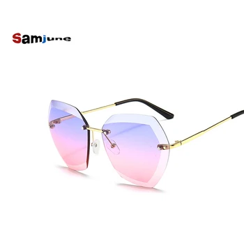 Samjune Høj Qulity Kvinder Uindfattede Square Solbriller Metal2020 Nuancer, Mode, Luksus Sexede Kvindelige Solbriller Damer Brune Briller