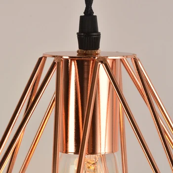 Moderne Nordisk metal-LED pendel Industriel vintage plating rosa guld birdcage kreative hængende lampe restaurant stue