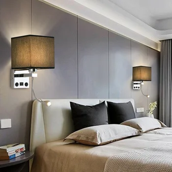 Væglampe soveværelse Sengen Lys Kinesisk stil USB-opladning luces led decoracion dormitorio lys belysning Moderne Lampe