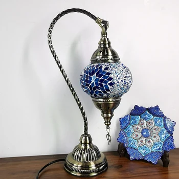 Bedside bord lampe tyrkisk lamper mosaik glas Farve soveværelse mellemøsten, Tyrkiet lys art deco-marrakech marokkanske blå krystal