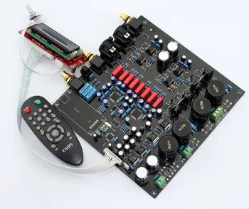 AK4497EQ *2 + AK4118 soft control-DAC dekoder board med LCD-display /Fjernbetjening ( Uden AK4497 Chip og U8-Datter-kort)