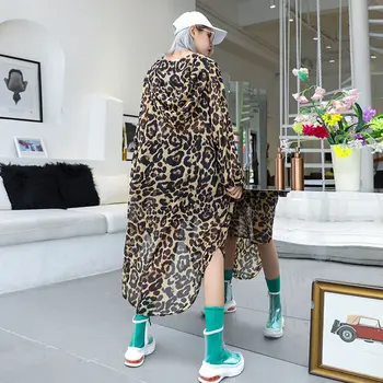 XITAO Tynd Leopard Bluse Kvinder Tøj 2019 Hættetrøjer Uregelmæssige Perspektiv Plus Size Wild Joker Lange Elegante Korea WBB4275