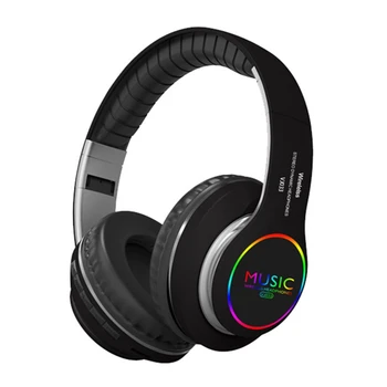 Bluetooth-Hovedtelefoner,Bluetooth 5.0 Headset med Farverige Lys, Kalder Funktionen,Musik Headset Bilaterale Stereo Hovedtelefon