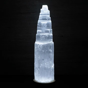 Selenite Tower Selenite Mini Beskyttelse Crystal Naturlig Gips Kvarts Bjerge Tårn Formet Hjem Travel Collection Indretning