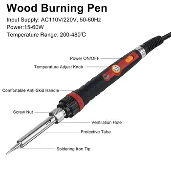 60W Elektrisk loddekolbe Justerbar Temperatur Digital Multimeter Træ Brændende Pen Wire Stripper Cutter svejseudstyr