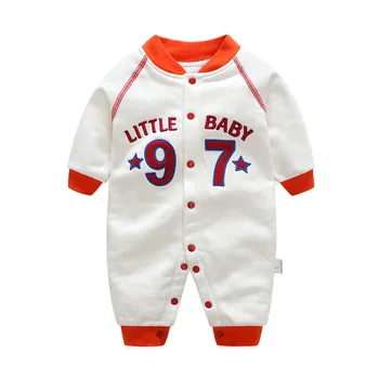 Ny efterår baby tøj Tyndt fløjl Baseball design, langærmet baby dreng sparkedragt 0-12 Måneder Y711
