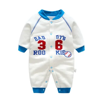 Ny efterår baby tøj Tyndt fløjl Baseball design, langærmet baby dreng sparkedragt 0-12 Måneder Y711