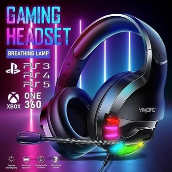 Wired Gaming Headset HiFi-Pro Stereo LED Gamer Hovedtelefon Bas, Surround Hovedtelefoner med Noise Cancelling Mikrofon gamer tilbehør