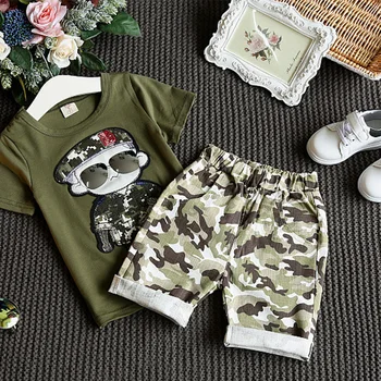 Baby Drenge Tøj Sæt Sommeren 2020 Børn Tøj Casual Camouflage Kids Korte Ærmer T-Shirt+Shorts Passer 2 3 4 5 6 7 År