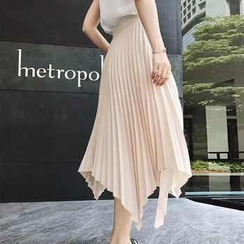 GALCAUR Nederdele Til Kvinder af Høj Talje Uregelmæssige Ankel Længde Plisserede Nederdele Kvindelige Casual koreanske 2020 Mode Tøj