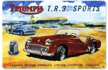 Lose et Triumph Tr3 Metal Retro Væg Indretning Vintage Tin Tegn på 12 x 8 Tommer