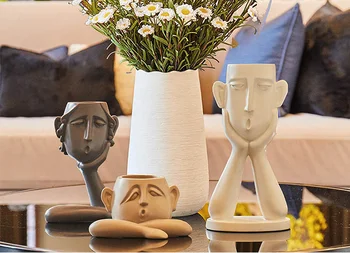 Nordisk abstrakt figur vase enkelhed style Figur skulptur hjem dekoration Menneskers hovedform blomstervaser