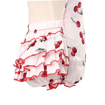 Baby Pige Tøj Søde Kirsebær mønster Pjusket Sparkedragt & Pandebånd 2stk Nyfødte Barn Outfits Sæt 0-3 år Alder Baby Kostume